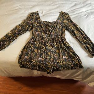 Urban Outfitters Paulina Floral Square-Neck Romper